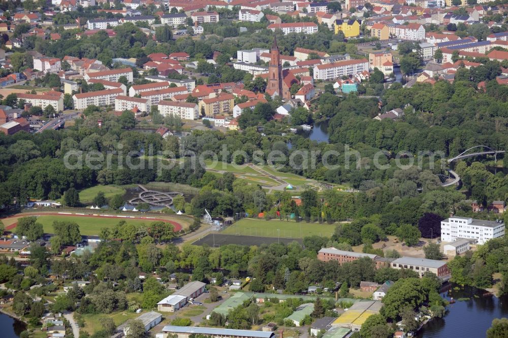 Rathenow from the bird's eye view: Look at the grounds of the Federal horticultural show (BUGA) by 2015 in Rathenow in the German State of Brandenburg in the optics Park area. The village was already hosts the exibition Landesgartenschau (LAGA)