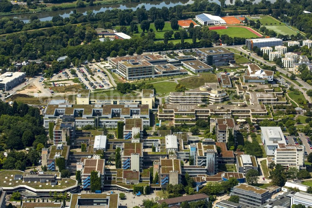 Heidelberg from above - Site of the University of Heidelberg campus with the University Hospital Heidelberg at Neuenheimer Feld in Heidelberg in Baden-Wuerttemberg