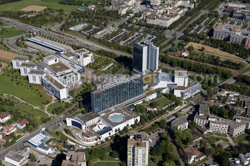 Stuttgart Möhringen from the bird's eye view: Grounds of the SI-Centrum (Stuttgart International Centrum) in Stuttgart Moehringen district in the state of Baden-Wuerttemberg