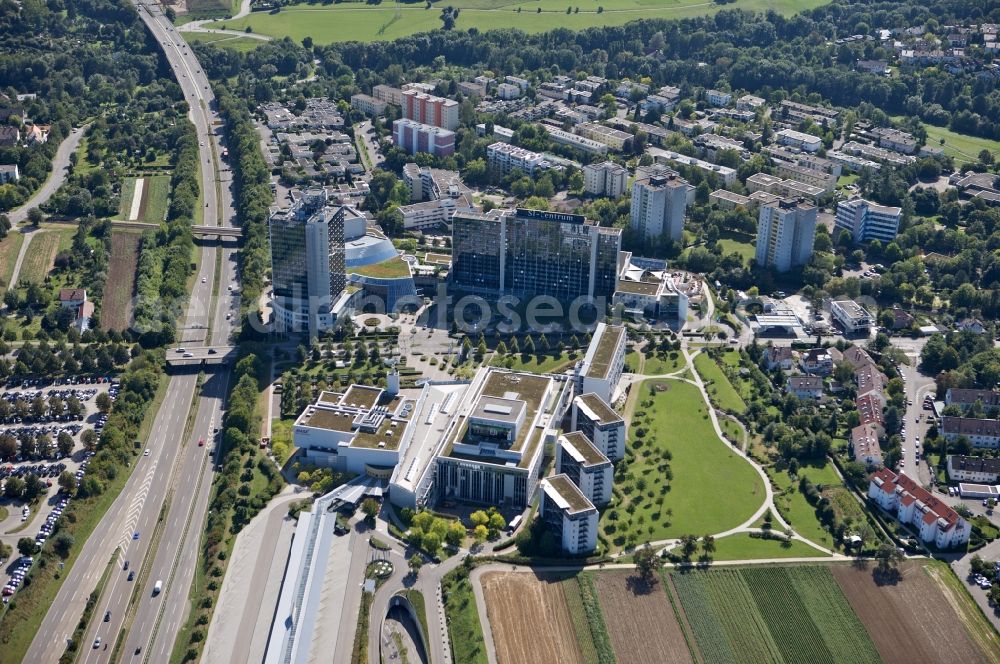 Stuttgart Möhringen from the bird's eye view: Grounds of the SI-Centrum (Stuttgart International Centrum) in Stuttgart Moehringen district in the state of Baden-Wuerttemberg