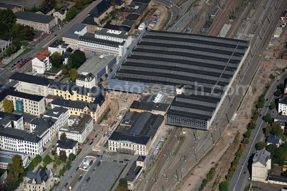 Aerial image Chemnitz - Area of the Chemnitz main railway station in the city center of Chemnitz in Saxony