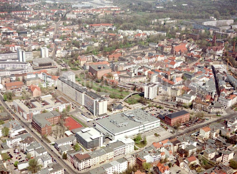 Aerial image Cottbus - BRB - Gelände der Cottbusser Innenstadt am Bereich der Bahnhofstraße, Karl-Liebknecht-Straße, Berliner Straße und Spremberger Straße. Planungsfläche für die Errichtung der CITY-GALERIE der ECE-Projektmanagement GmbH Hamburg.