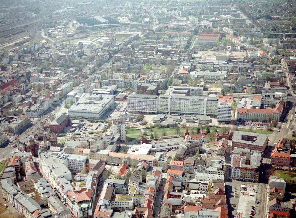 Cottbus - BRB from above - Gelände der Cottbusser Innenstadt am Bereich der Bahnhofstraße, Karl-Liebknecht-Straße, Berliner Straße und Spremberger Straße. Planungsfläche für die Errichtung der CITY-GALERIE der ECE-Projektmanagement GmbH Hamburg.