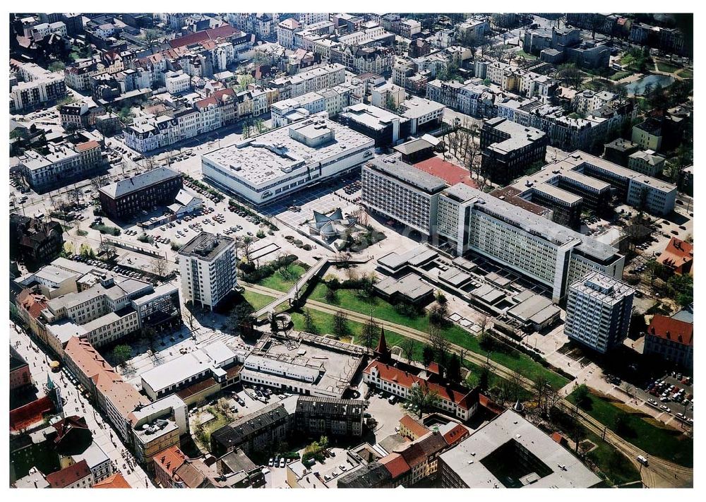 Aerial image Cottbus - BRB - Gelände der Cottbusser Innenstadt am Bereich der Bahnhofstraße, Karl-Liebknecht-Straße, Berliner Straße und Spremberger Straße. Planungsfläche für die Errichtung der CITY-GALERIE der ECE-Projektmanagement GmbH Hamburg.