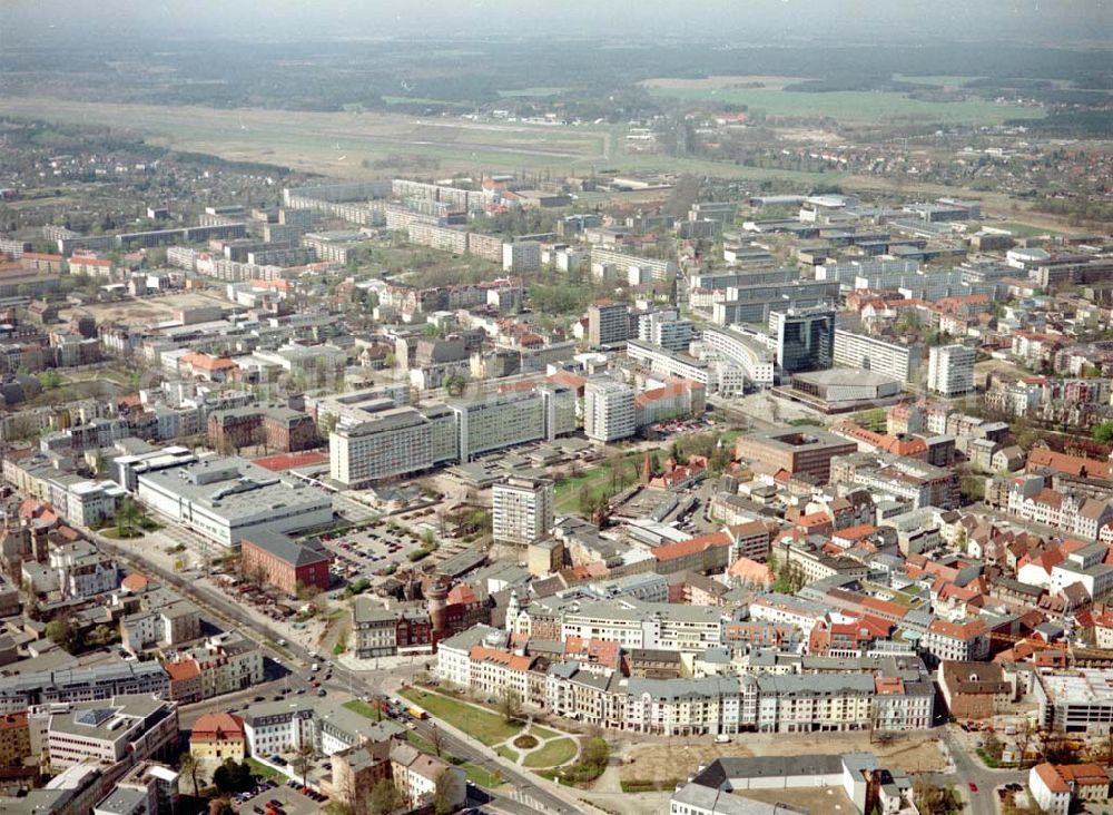 Cottbus - BRB from above - Gelände der Cottbusser Innenstadt am Bereich der Bahnhofstraße, Karl-Liebknecht-Straße, Berliner Straße und Spremberger Straße. Planungsfläche für die Errichtung der CITY-GALERIE der ECE-Projektmanagement GmbH Hamburg.