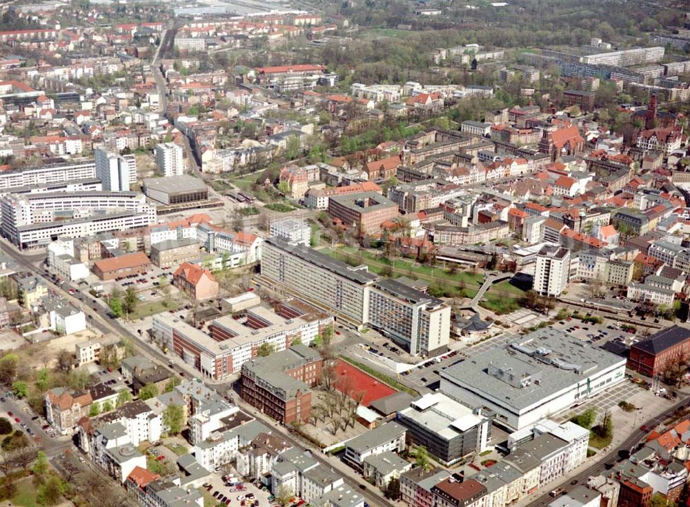 Aerial image Cottbus - BRB - Gelände der Cottbusser Innenstadt am Bereich der Bahnhofstraße, Karl-Liebknecht-Straße, Berliner Straße und Spremberger Straße. Planungsfläche für die Errichtung der CITY-GALERIE der ECE-Projektmanagement GmbH Hamburg.