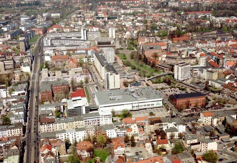 Cottbus - BRB from above - Gelände der Cottbusser Innenstadt am Bereich der Bahnhofstraße, Karl-Liebknecht-Straße, Berliner Straße und Spremberger Straße. Planungsfläche für die Errichtung der CITY-GALERIE der ECE-Projektmanagement GmbH Hamburg.