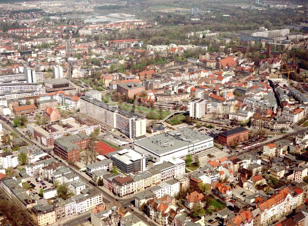 Cottbus - BRB from the bird's eye view: Gelände der Cottbusser Innenstadt am Bereich der Bahnhofstraße, Karl-Liebknecht-Straße, Berliner Straße und Spremberger Straße. Planungsfläche für die Errichtung der CITY-GALERIE der ECE-Projektmanagement GmbH Hamburg.