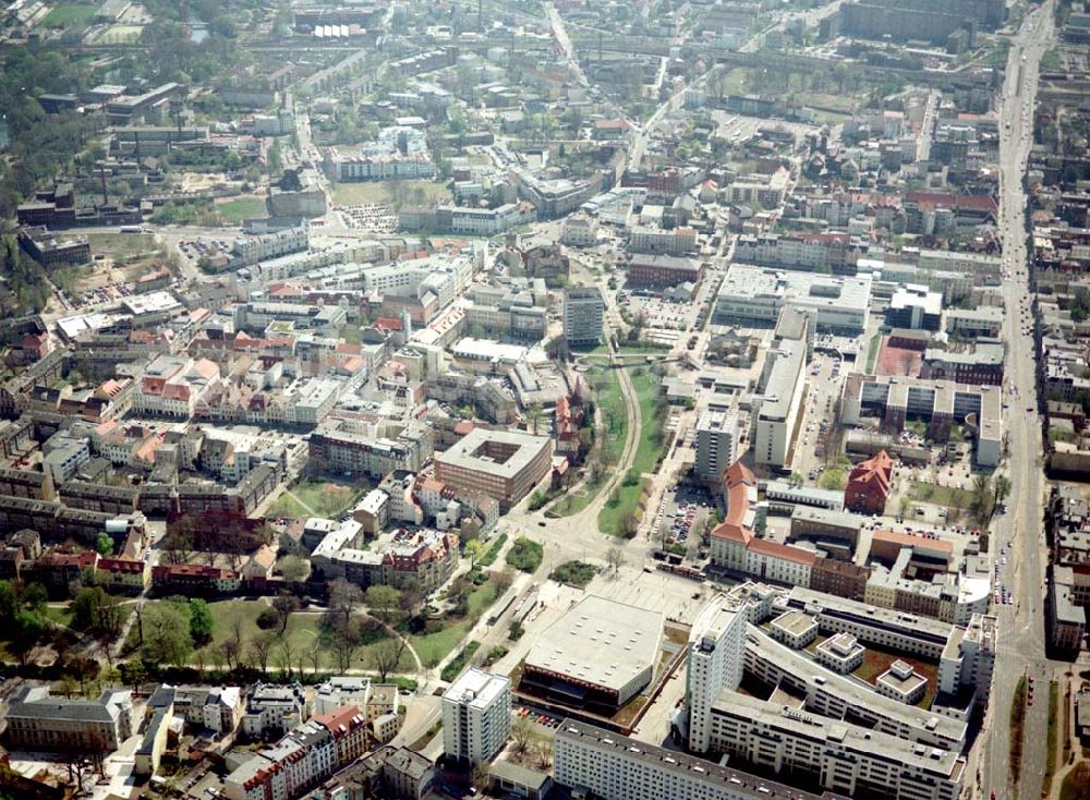 Aerial photograph Cottbus - BRB - Gelände der Cottbusser Innenstadt am Bereich der Bahnhofstraße, Karl-Liebknecht-Straße, Berliner Straße und Spremberger Straße. Planungsfläche für die Errichtung der CITY-GALERIE der ECE-Projektmanagement GmbH Hamburg.