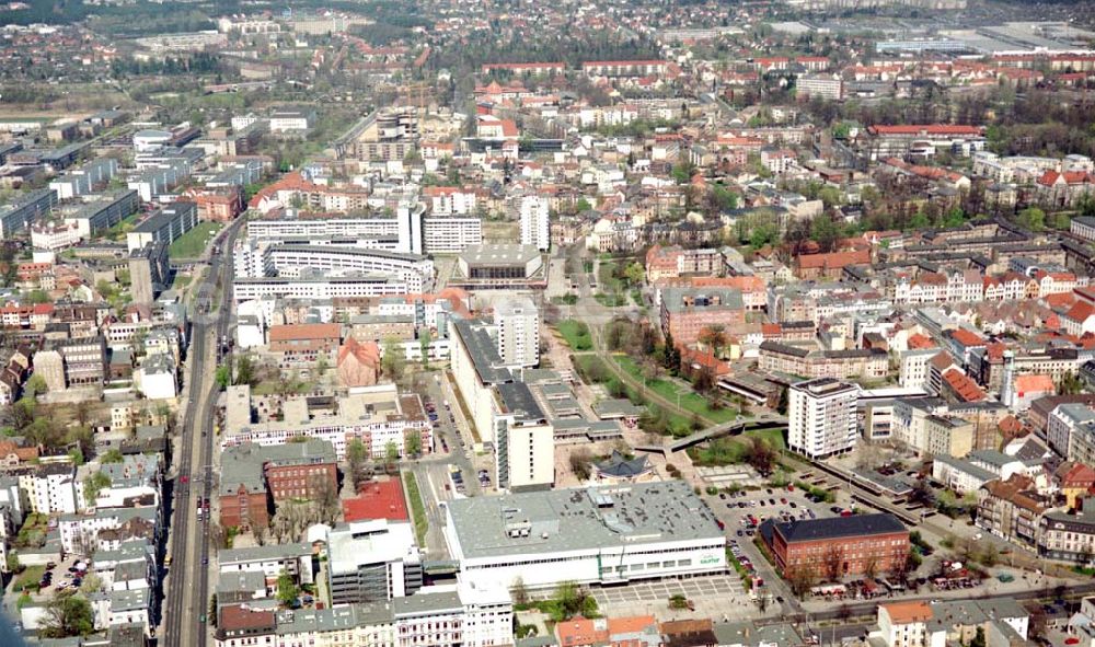 Cottbus - BRB from above - Gelände der Cottbusser Innenstadt am Bereich der Bahnhofstraße, Karl-Liebknecht-Straße, Berliner Straße und Spremberger Straße. Planungsfläche für die Errichtung der CITY-GALERIE der ECE-Projektmanagement GmbH Hamburg.