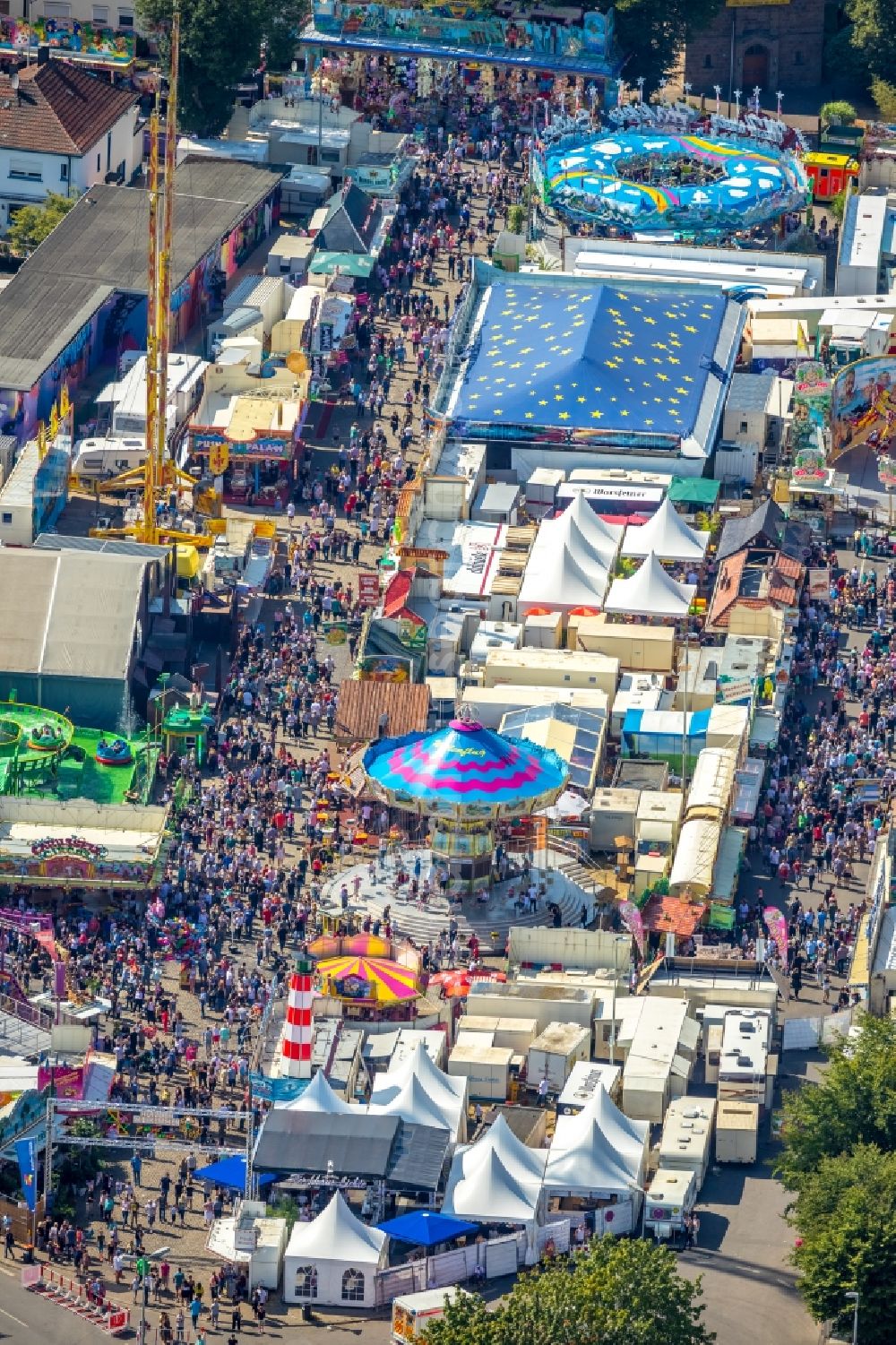 Aerial photograph Herne - Area of the funfair Cranger Kirmes in Herne in the state North Rhine-Westphalia, Germany