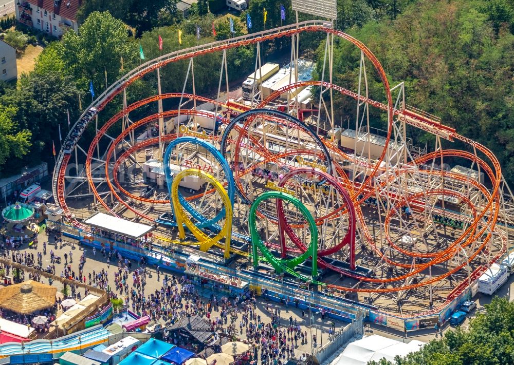 Aerial image Herne - Area of the funfair Cranger Kirmes in Herne in the state North Rhine-Westphalia, Germany