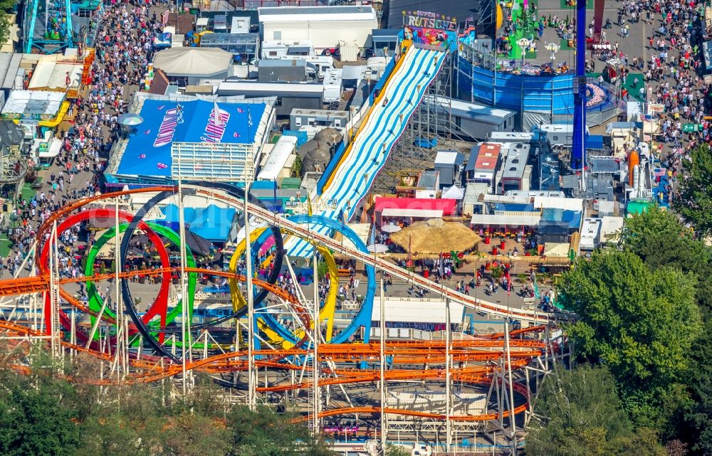 Herne from above - Area of the funfair Cranger Kirmes in Herne in the state North Rhine-Westphalia, Germany