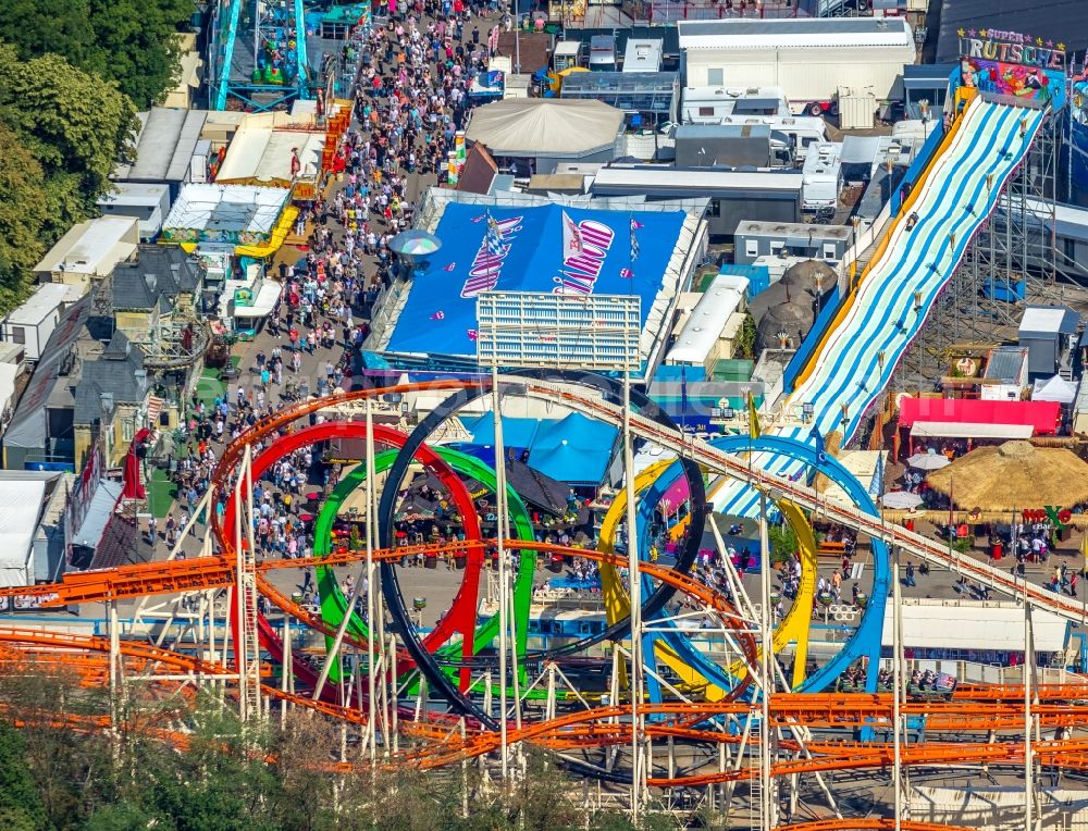 Herne from the bird's eye view: Area of the funfair Cranger Kirmes in Herne in the state North Rhine-Westphalia, Germany