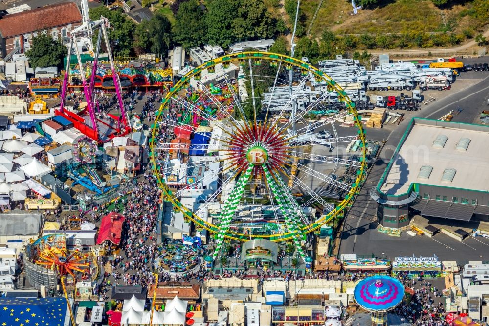 Herne from above - Area of the funfair Cranger Kirmes in Herne in the state North Rhine-Westphalia, Germany