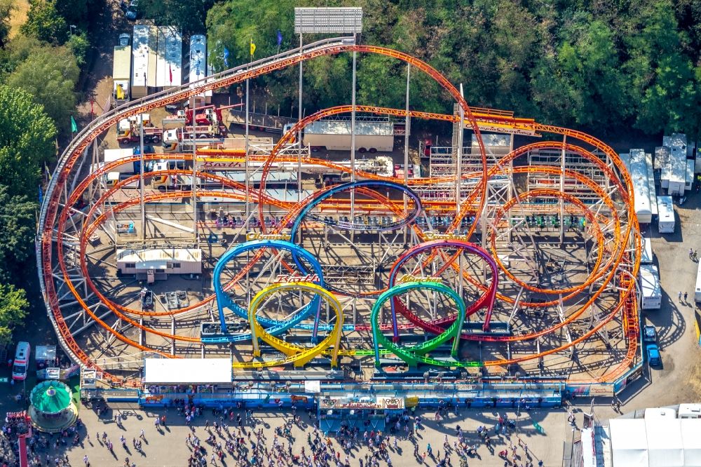 Aerial image Herne - Area of the funfair Cranger Kirmes in Herne in the state North Rhine-Westphalia, Germany