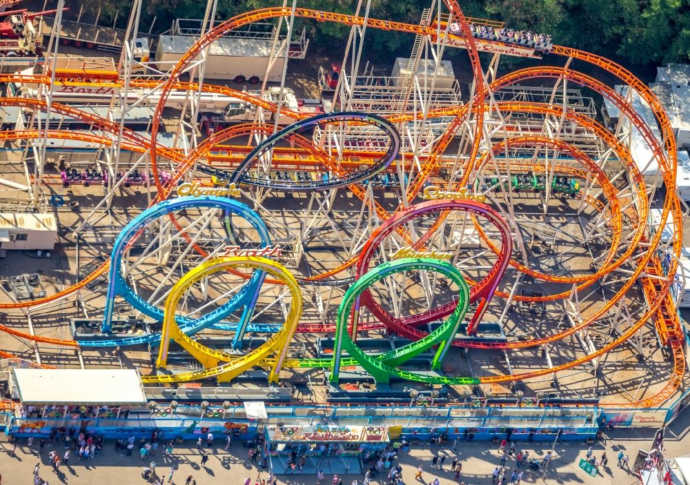 Herne from the bird's eye view: Area of the funfair Cranger Kirmes in Herne in the state North Rhine-Westphalia, Germany