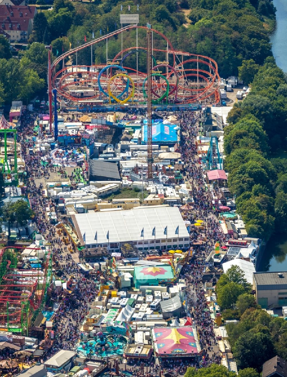 Aerial image Herne - Area of the funfair Cranger Kirmes in Herne in the state North Rhine-Westphalia, Germany