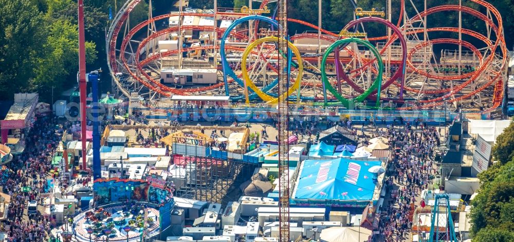 Herne from above - Area of the funfair Cranger Kirmes in Herne in the state North Rhine-Westphalia, Germany