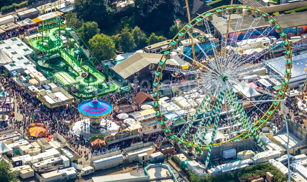 Herne from the bird's eye view: Area of the funfair Cranger Kirmes in Herne in the state North Rhine-Westphalia, Germany