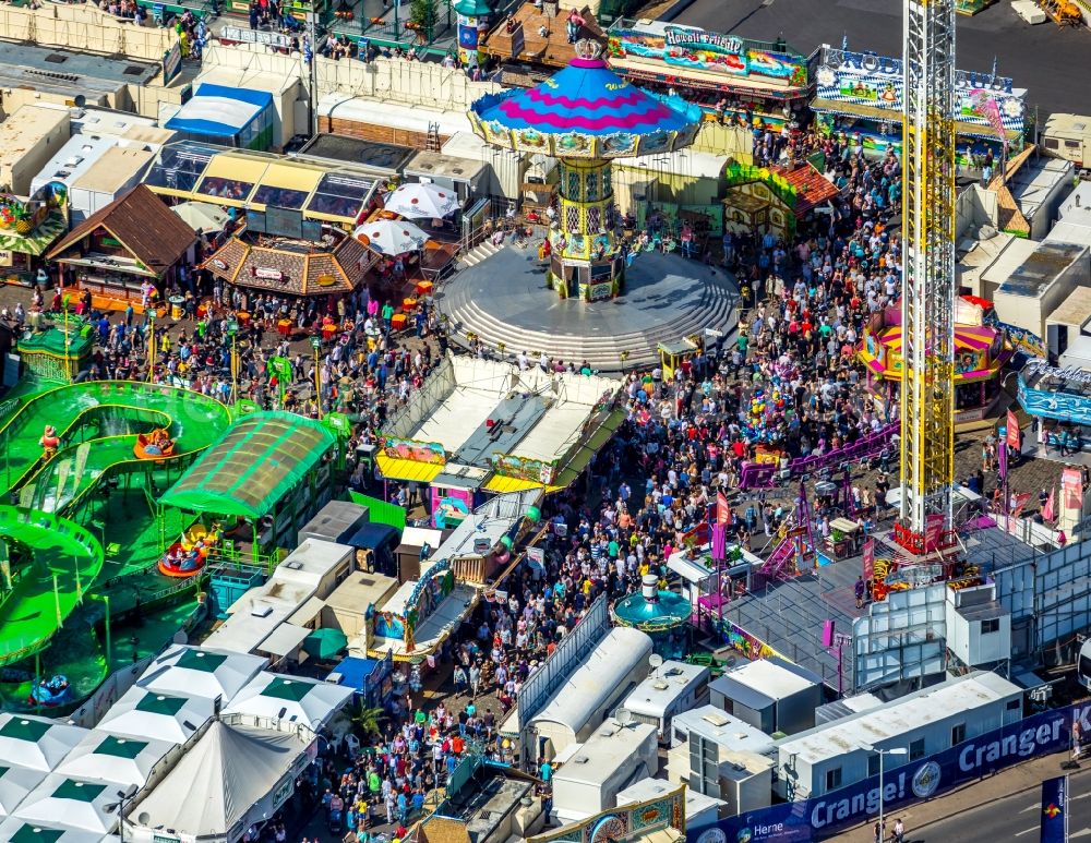 Herne from above - Area of the funfair Cranger Kirmes in Herne in the state North Rhine-Westphalia, Germany