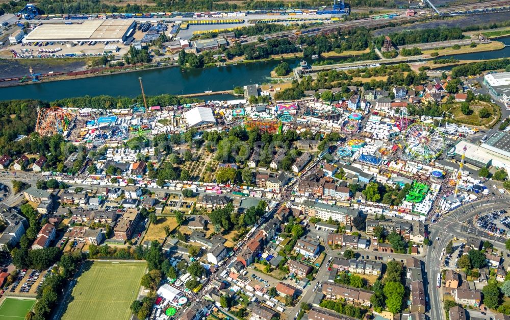 Herne from above - Area of the funfair Cranger Kirmes in Herne in the state North Rhine-Westphalia, Germany