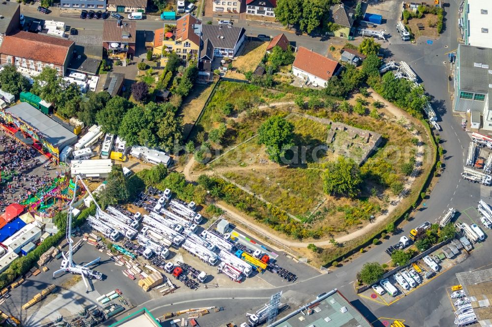 Herne from the bird's eye view: Area of the funfair Cranger Kirmes in Herne in the state North Rhine-Westphalia, Germany