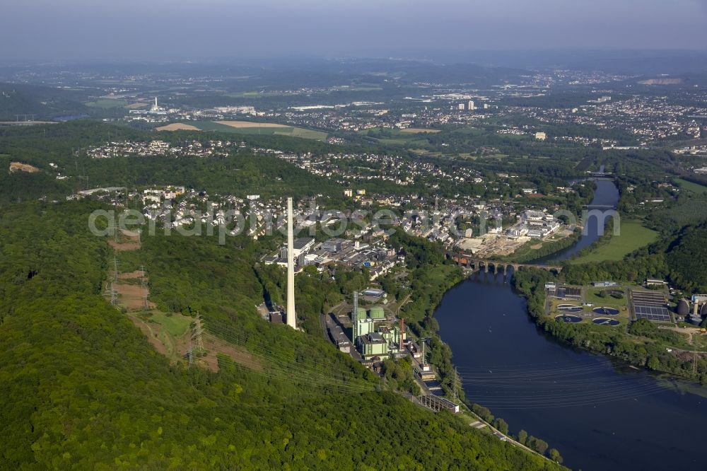 Aerial image Herdecke - Area of the Cuno - power plant of the ENERVIE AG at the Ruhr overlooking the city Herdecke in North Rhine-Westphalia