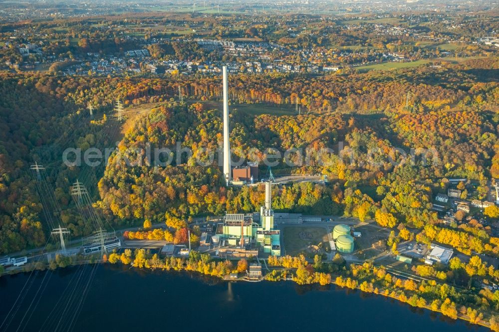 Herdecke from above - Area of the Cuno - power plant of the ENERVIE AG at the Ruhr overlooking the city Herdecke in North Rhine-Westphalia