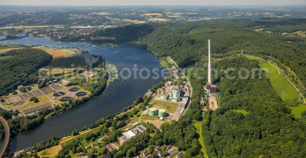 Herdecke from above - Area of the Cuno - power plant of the ENERVIE AG at the Ruhr in Herdecke in North Rhine-Westphalia