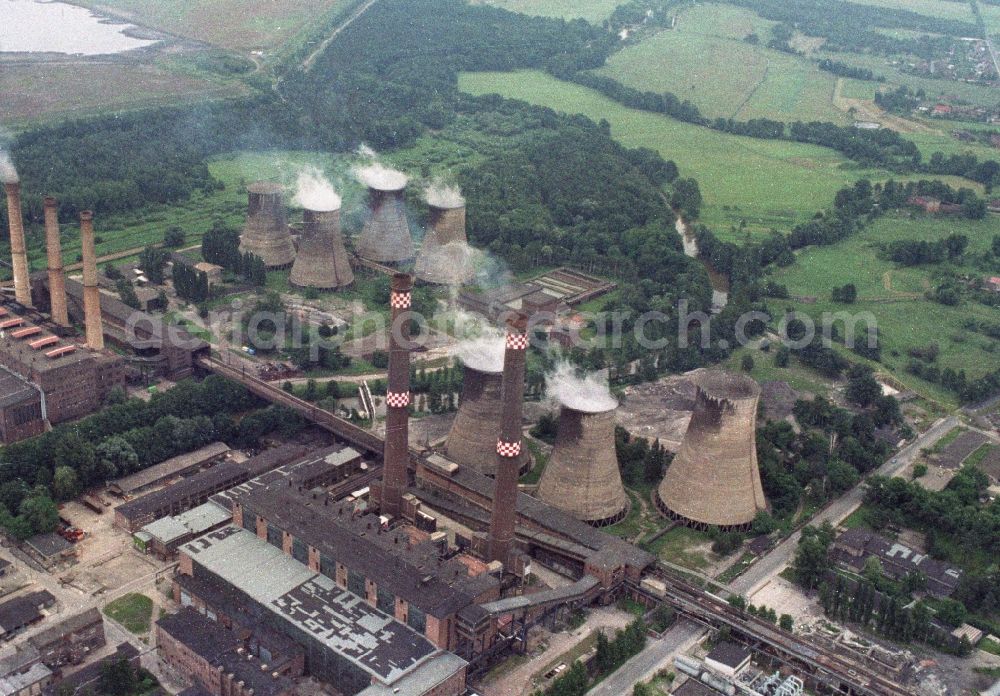 Aerial photograph Spremberg OT Schwarze Pumpe - Grounds of the GDR brown coal heating plant at Trattendorf Spremberg in Brandenburg