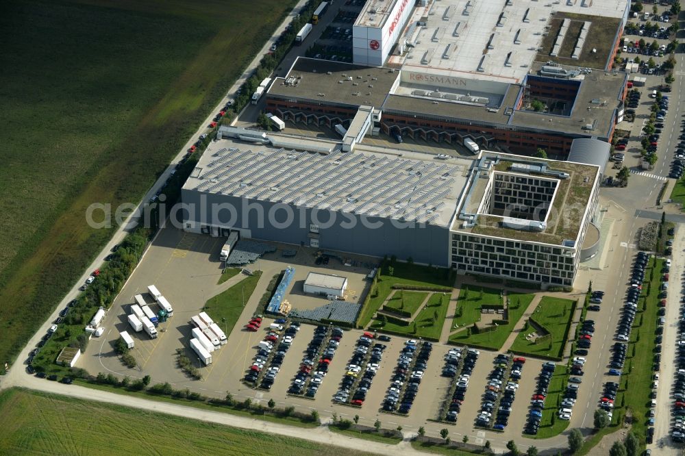 Aerial photograph Burgwedel - Building complex and grounds of the Dirk Rossmann GmbH in Burgwedel in the state of Lower Saxony. The compound includes a logistics centre and the company headquarters and administrative offices of Rossmann