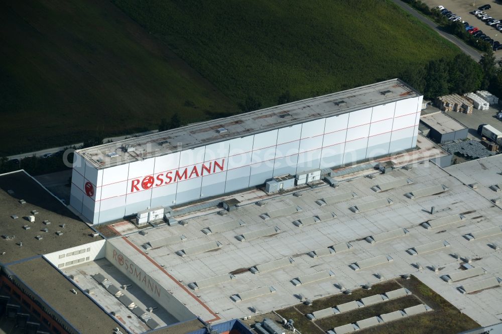 Aerial image Burgwedel - Building complex and grounds of the Dirk Rossmann GmbH in Burgwedel in the state of Lower Saxony. The compound includes a logistics centre and the company headquarters and administrative offices of Rossmann