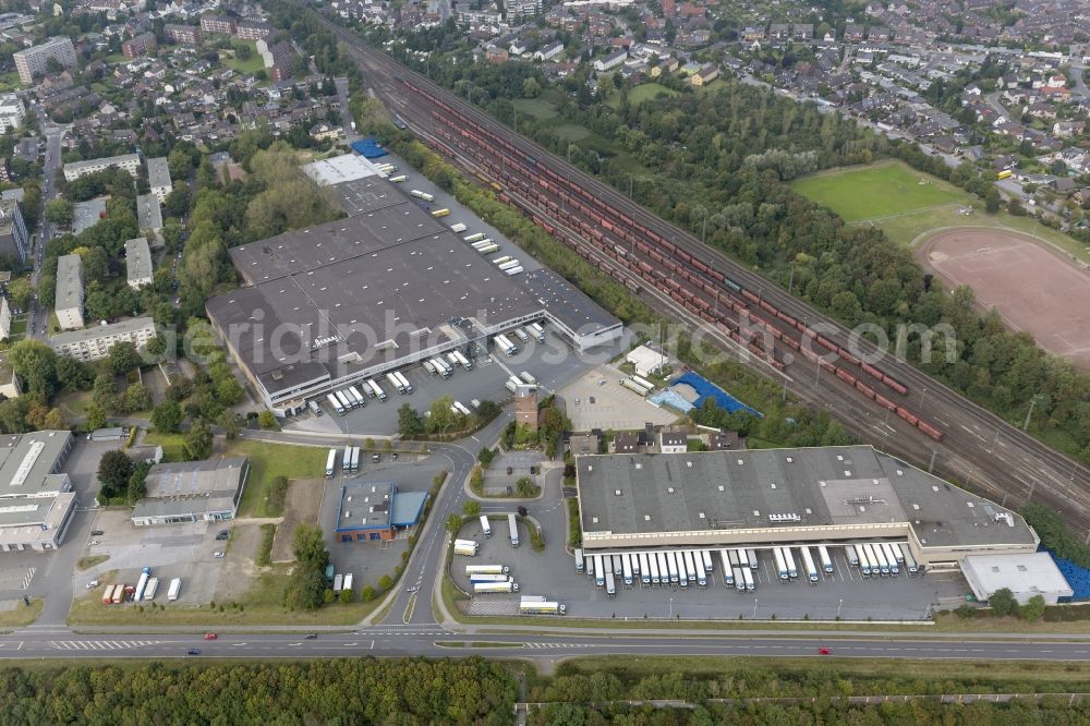 Aerial photograph Moers - Area from EDEKA Rhein Rhur near Moers in the Rhur area at the Niederrhein in North Rhine-Westfalia