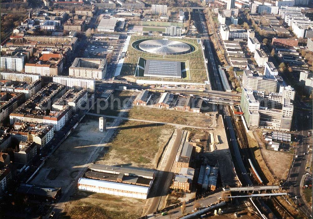 Berlin - Lichtenberg from above - Gelände des ehem. Berliner Schlachthofes an der Landsberger Allee in Berlin - Lichtenberg.