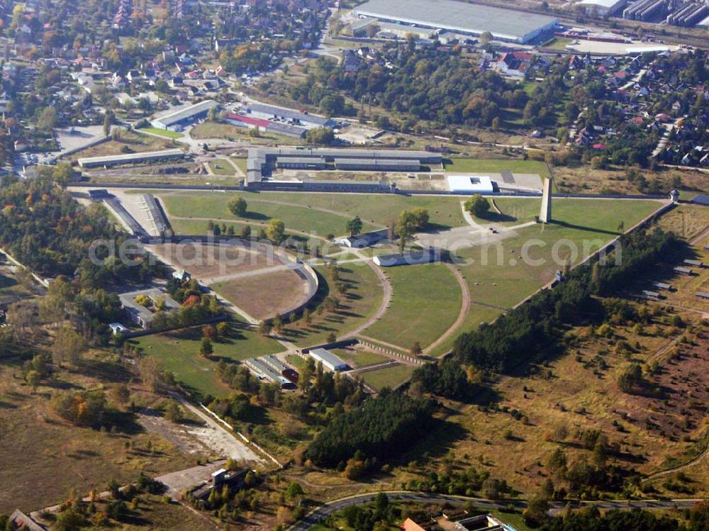 Oranienburg from the bird's eye view: Zentrale Informations- und Begenungsstätte auf dem Gelände des ehem. KZ Sachsenhausen, Straße der Nationen 22, 16515 Oranienburg, Infos: 03301 /810920 eMail: info@gedenkstaette-sachsenhausen.de,