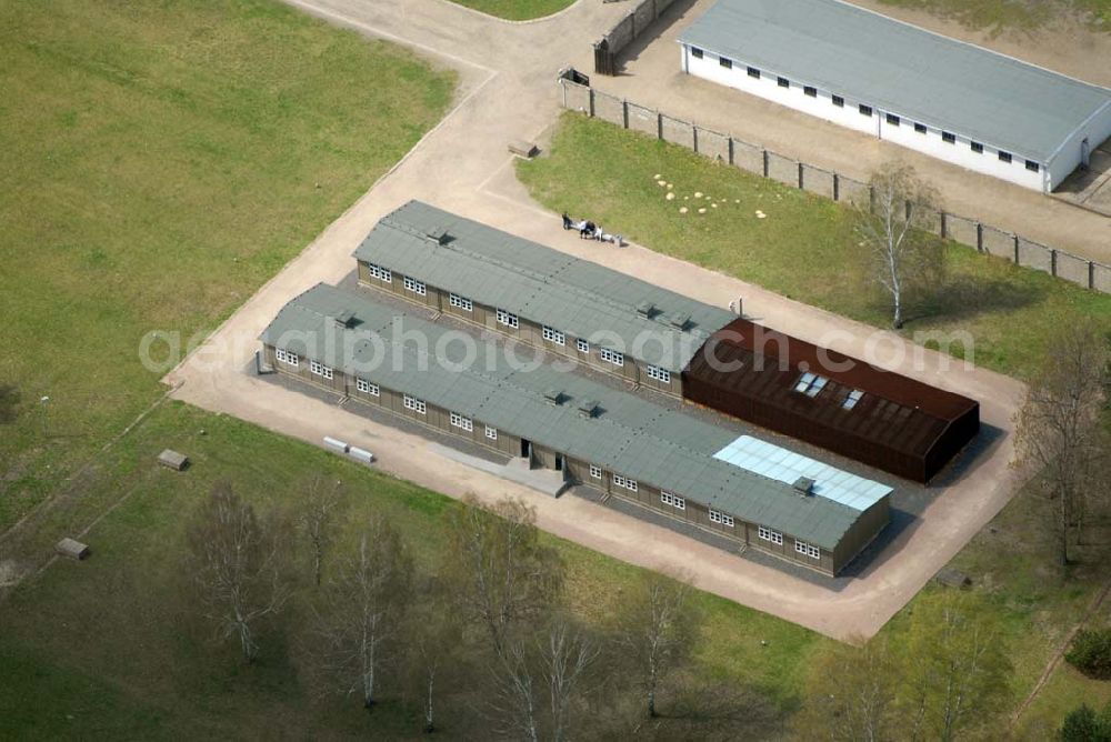 Oranienburg from the bird's eye view: Blick auf die Zentrale Informations- und Begenungsstätte auf dem Gelände des ehem. KZ Sachsenhausen, Straße der Nationen 22, 16515 Oranienburg, Infos: 03301 /810920 eMail: info@gedenkstaette-sachsenhausen.de,