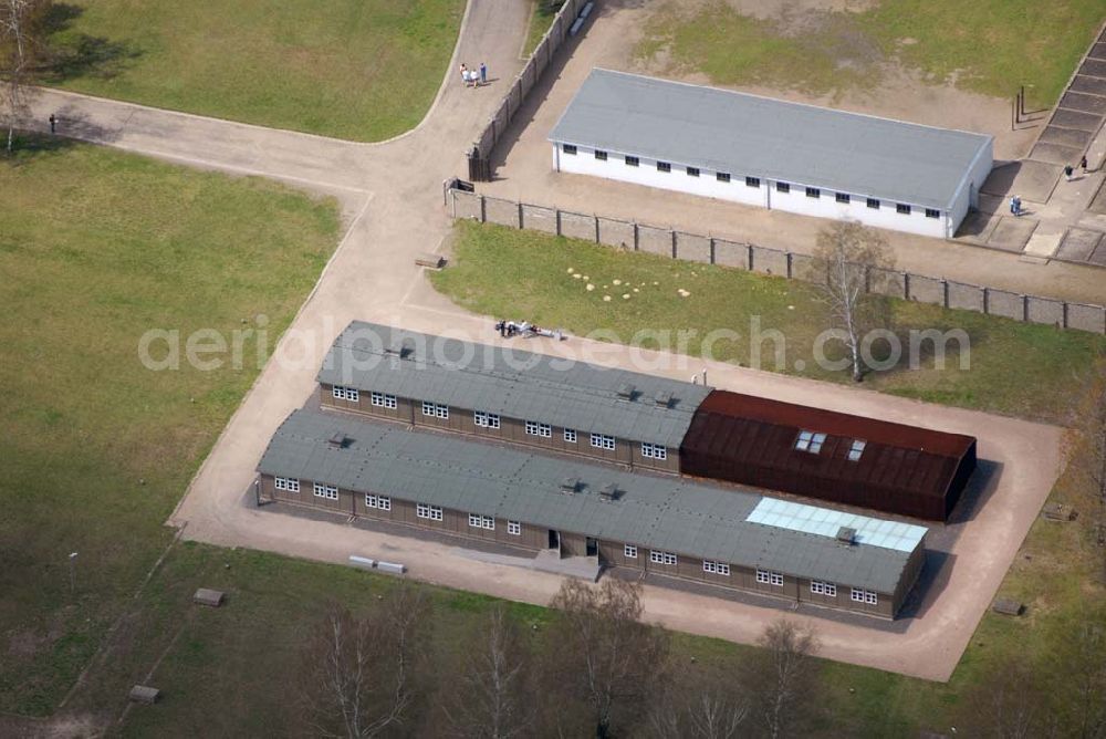 Aerial image Oranienburg - Blick auf die Zentrale Informations- und Begenungsstätte auf dem Gelände des ehem. KZ Sachsenhausen, Straße der Nationen 22, 16515 Oranienburg, Infos: 03301 /810920 eMail: info@gedenkstaette-sachsenhausen.de,