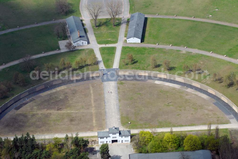 Oranienburg from above - Blick auf die Zentrale Informations- und Begenungsstätte auf dem Gelände des ehem. KZ Sachsenhausen, Straße der Nationen 22, 16515 Oranienburg, Infos: 03301 /810920 eMail: info@gedenkstaette-sachsenhausen.de,