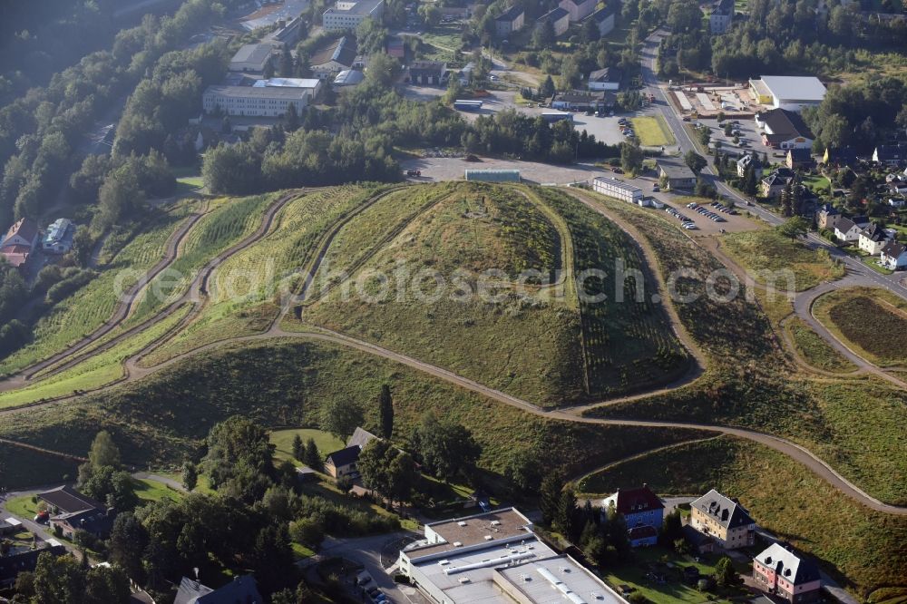 Aerial photograph Bad Schlema - Reclamation site of the former mining dump Halde 66 of the mining company of Aue in Bad Schlema in the state of Saxony