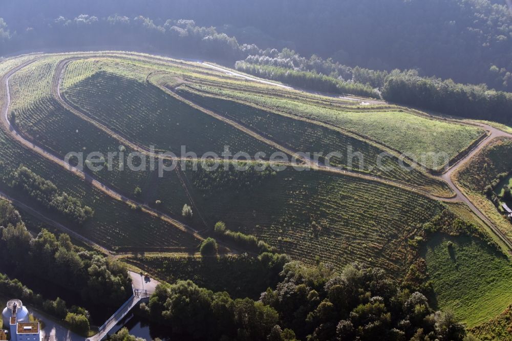 Bad Schlema from above - Reclamation site of the former mining dump Halde 207 of the mining company of Aue in Bad Schlema in the state of Saxony