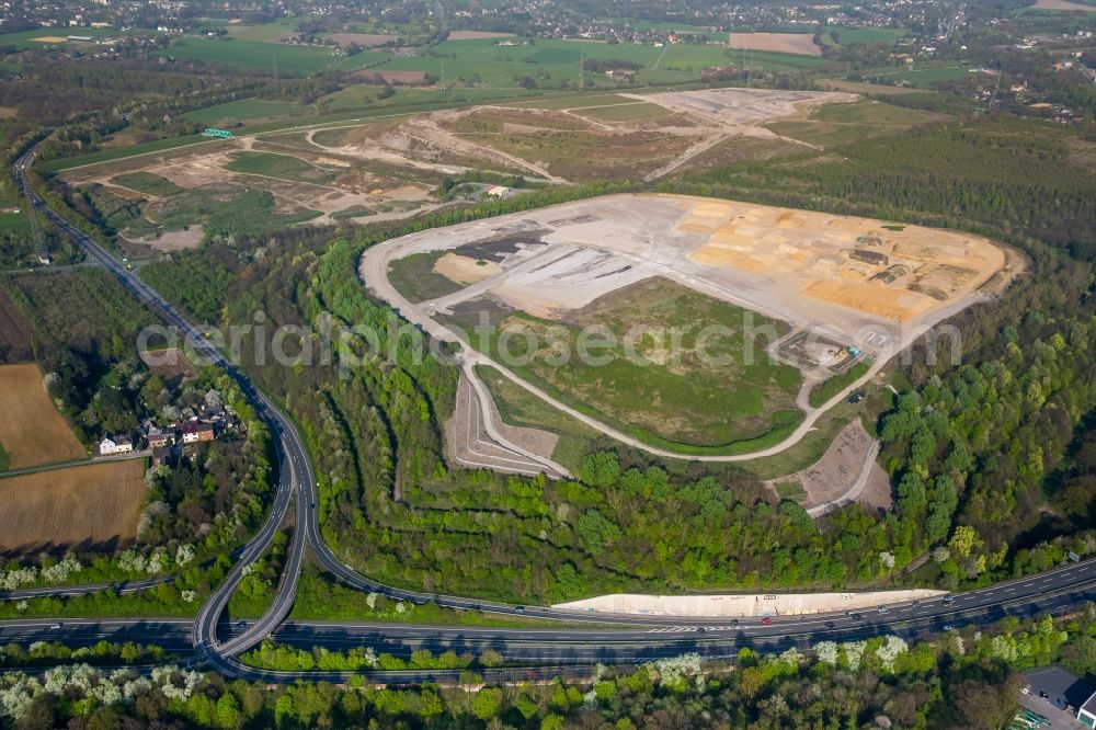 Dinslaken from above - Reclamation site of the former mining dump on Brinkstrasse in Dinslaken in the state North Rhine-Westphalia, Germany