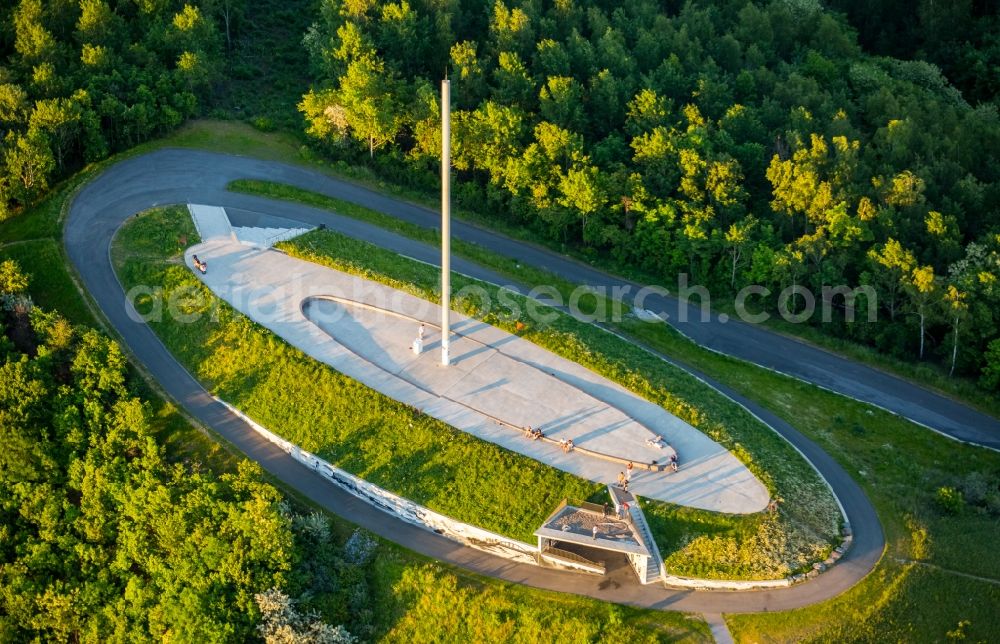 Bergkamen from above - Reclamation site of the former mining dump Halde Grosses Holz in Bergkamen in the state North Rhine-Westphalia, Germany