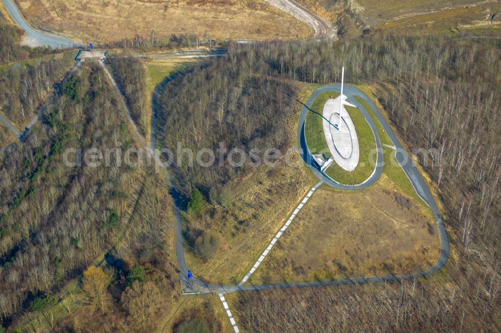 Bergkamen from above - Reclamation site of the former mining dump Halde Grosses Holz in Bergkamen in the state North Rhine-Westphalia, Germany