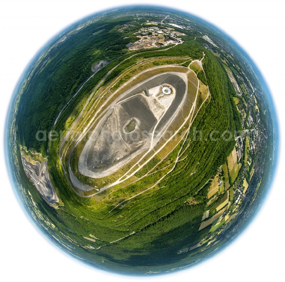 Aerial photograph Bottrop - Fish Eye View of Reclamation site of the former mining dump Halde Haniel in Bottrop in the state North Rhine-Westphalia