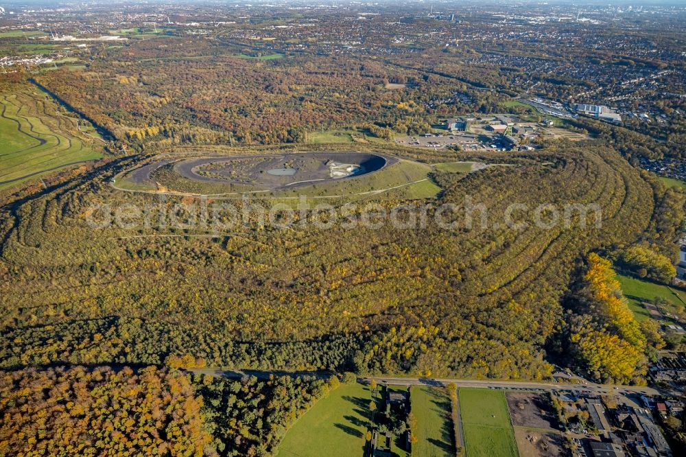 Bottrop from above - Reclamation site of the former mining dump Haniel in Bottrop in the state North Rhine-Westphalia