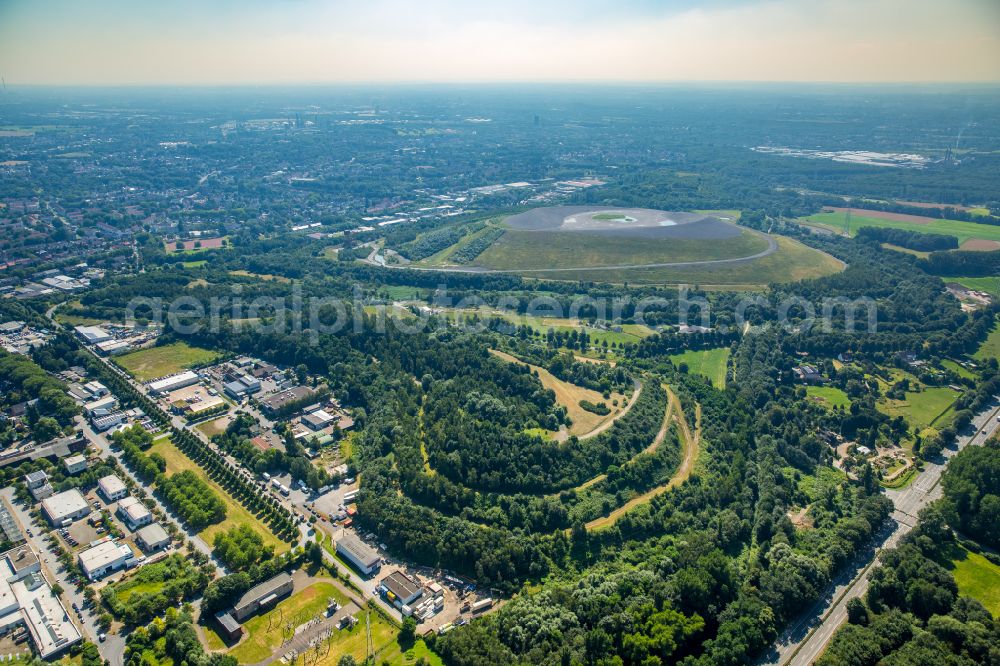 Gladbeck from above - Recultivation terrain of the hills of the former mining dump Mottbruchhalde Nature Reserve Natroper field in Gladbeck in North Rhine-Westphalia