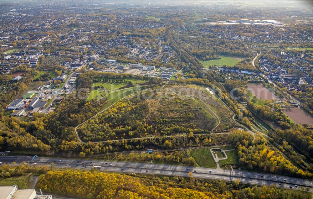 Aerial image Wanne-Eickel - reclamation site of the former mining dump Pluto-Wilhelm in Wanne-Eickel at Ruhrgebiet in the state North Rhine-Westphalia, Germany