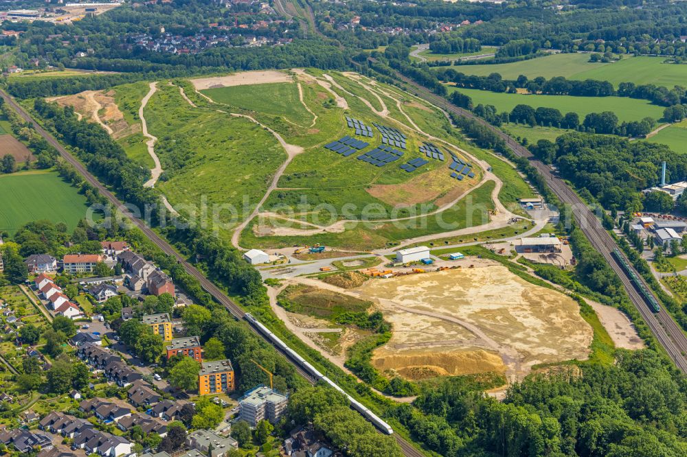 Bochum from above - Reclamation site of the former mining dump between Kornharpener Strasse and BAB A43 in Bochum in the state North Rhine-Westphalia, Germany