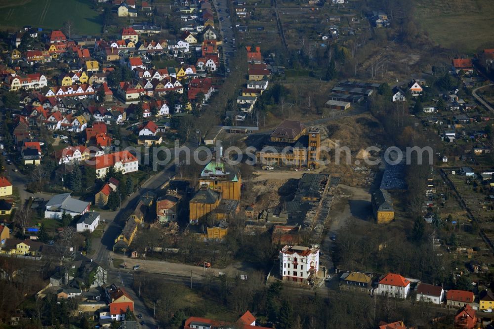 Lützschena from above - On the site of the former brewery Sternenburg GmbH in Luetzschena in Saxony beer was brewed and bottled. For 20 years, the site is broke and devastated